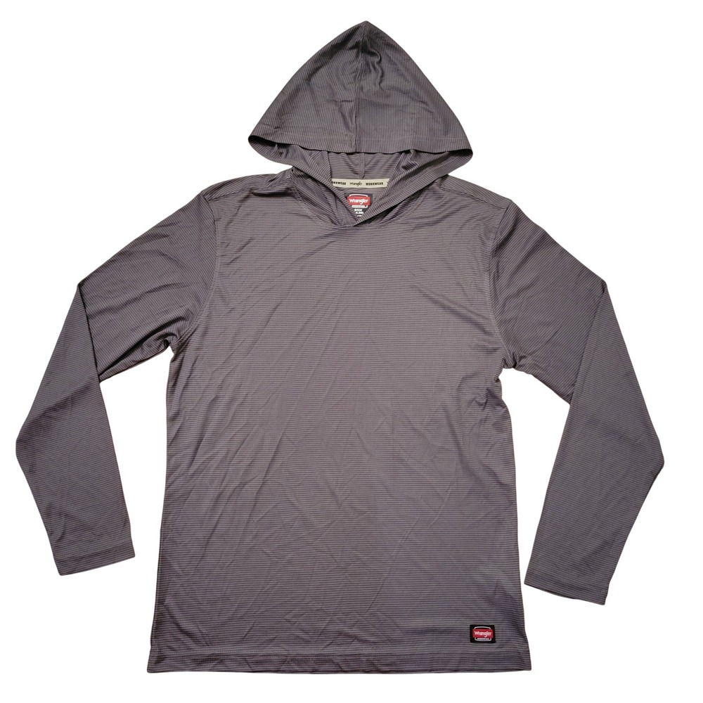 Wrangler S Hoodie Gray Micro Grid‎ Lightweight Pullover WORKWEAR Hiking Outdoors
